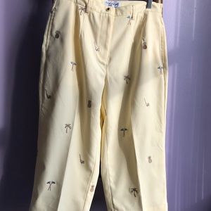 CORAL BAY Golf Embroidered Capri Pants Buttercream Yellow
